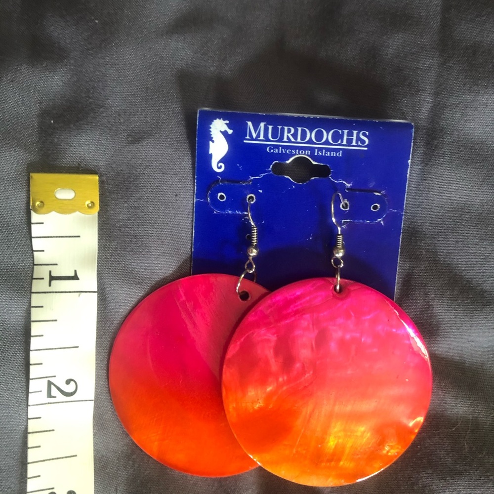 Pink and orange seashell earrings